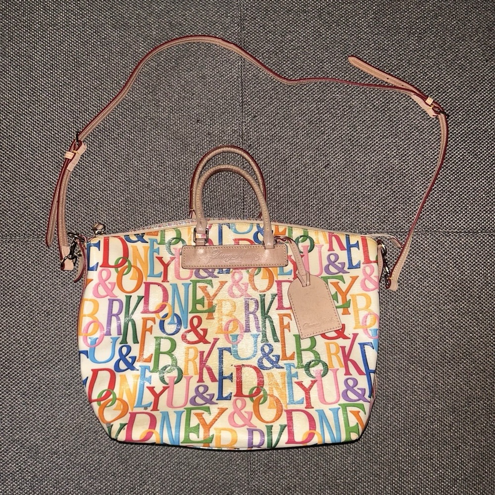 Vintage Dooney And Bourke Multicolor Purse Shoulder Bag Large Size Rare
